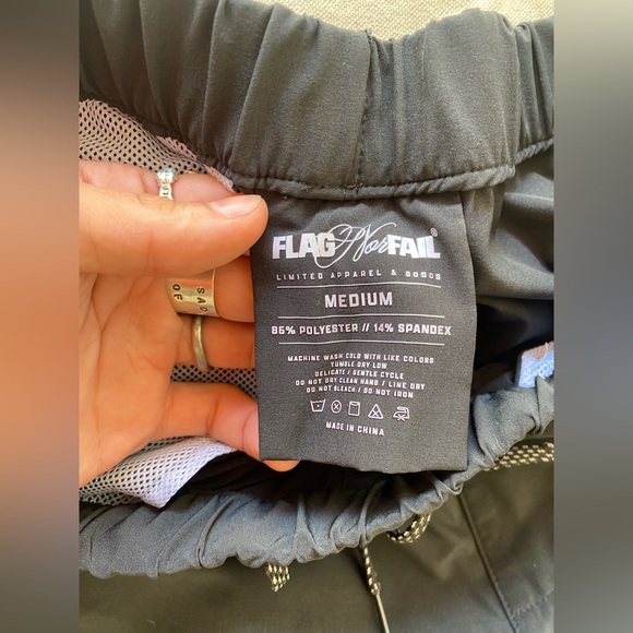 Flag Nor Fail Men's Black Lightweight Drawstring Jogger Pants Casual Medium - Picture 6 of 7